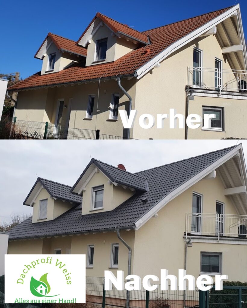 Dachreinigung und Beschichtung Vorher-Nachher Vergleich Mannheim