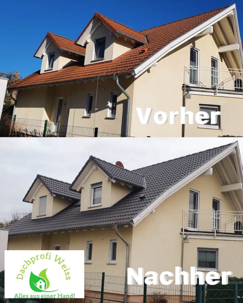 Dachbeschichtung Vorher Nachher - Dachprofi Weiss
